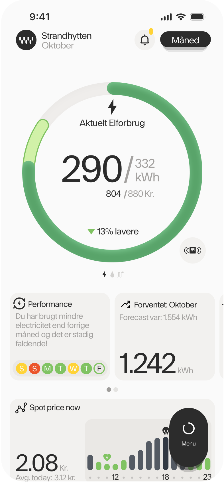 Insight water day app screen