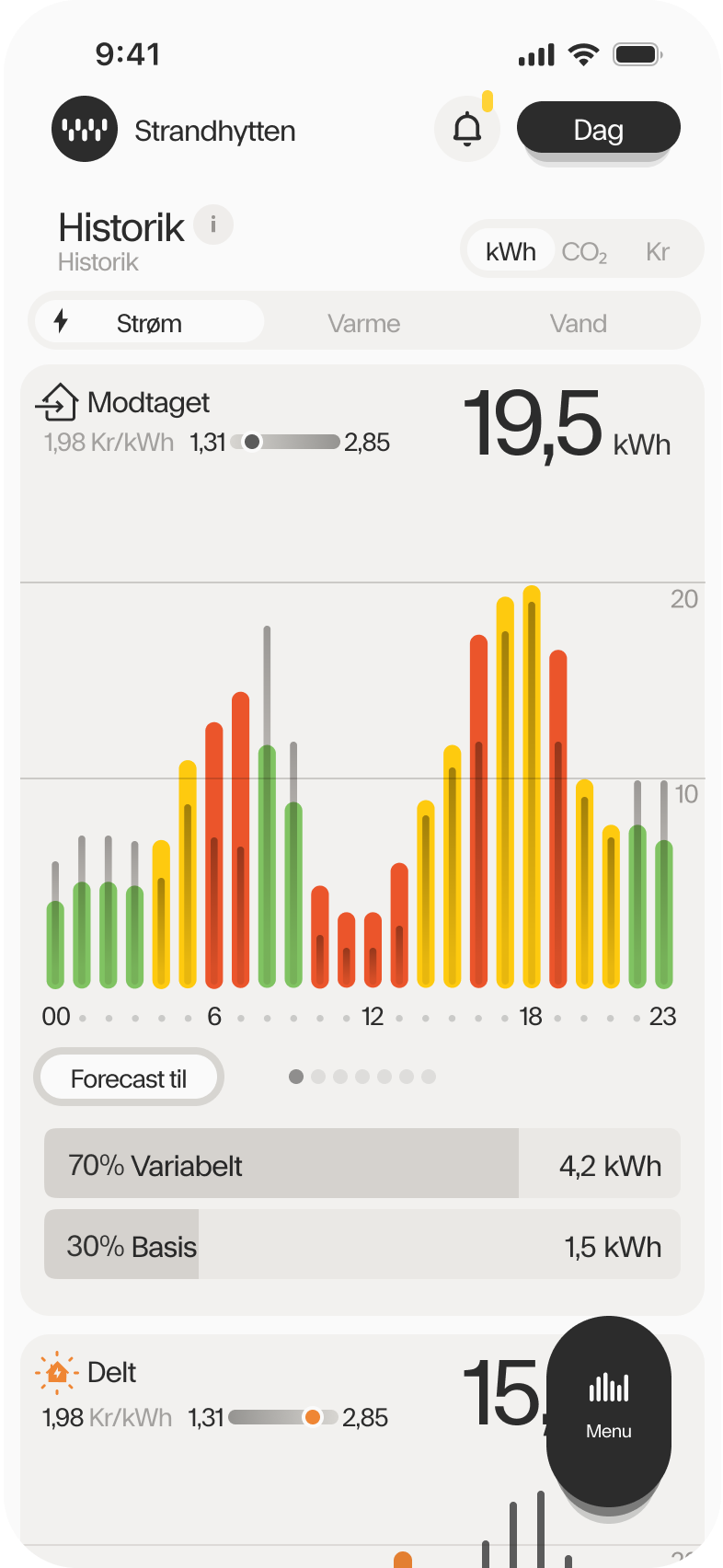 History heat forcest on app screen